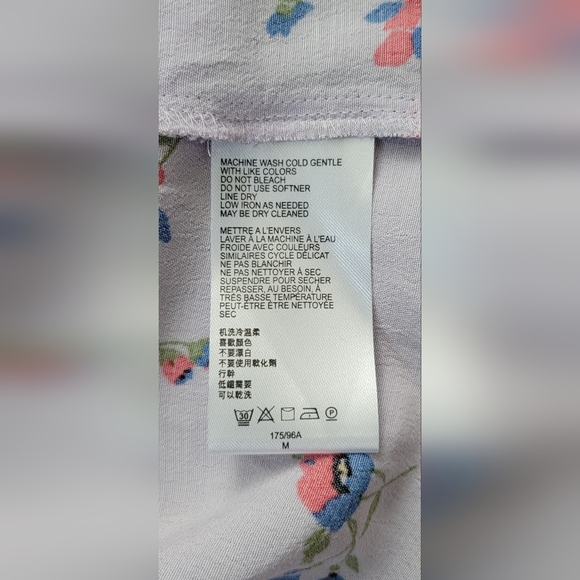 Maeve Anthropologie Juno Floral Print Mini Dress Women's M Lilac Flowy 3/4 Sleev - Picture 14 of 15